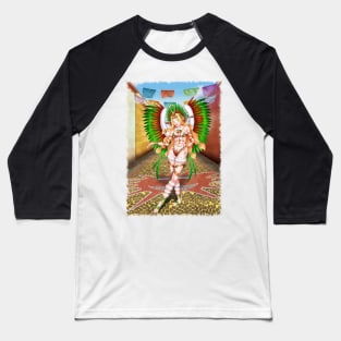 Christmas Quetzalcoatl Background Jagged Baseball T-Shirt